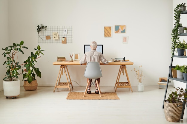 Moderne vrouw in kantoor aan huis