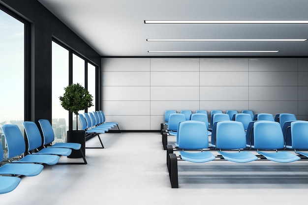 Moderne wachthal op de luchthaven