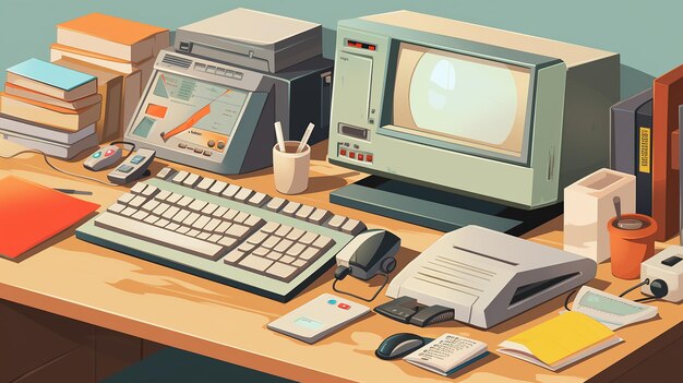 Moderne werkruimte Office Tools en pc op bureau in een realistische omgeving