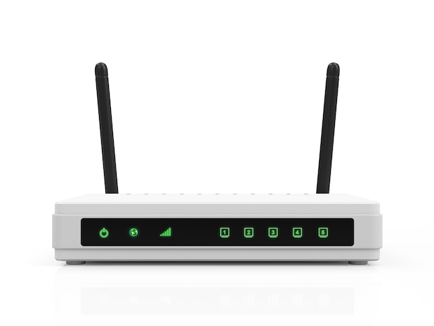 Moderne witte draadloze router op wit
