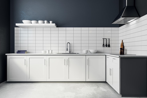 Moderne witte keuken interieur