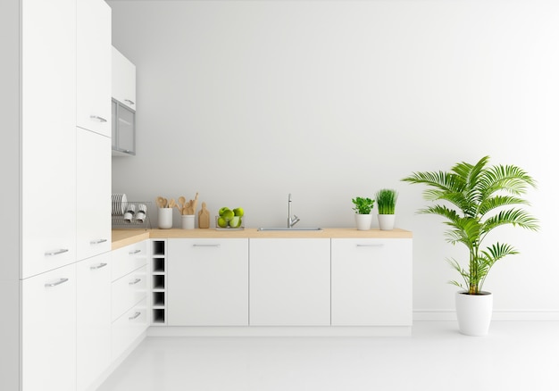 Foto moderne witte keukencountertop met vrije ruimte