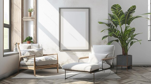 Moderne witte minimalistische interieur Moderne interieurontwerp AI Generatief