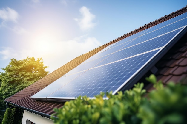 Moderne woning met zonnepanelen Duurzaamheid onder de zon