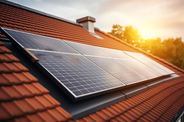 Moderne woning met zonnepanelen Duurzaamheid onder de zon