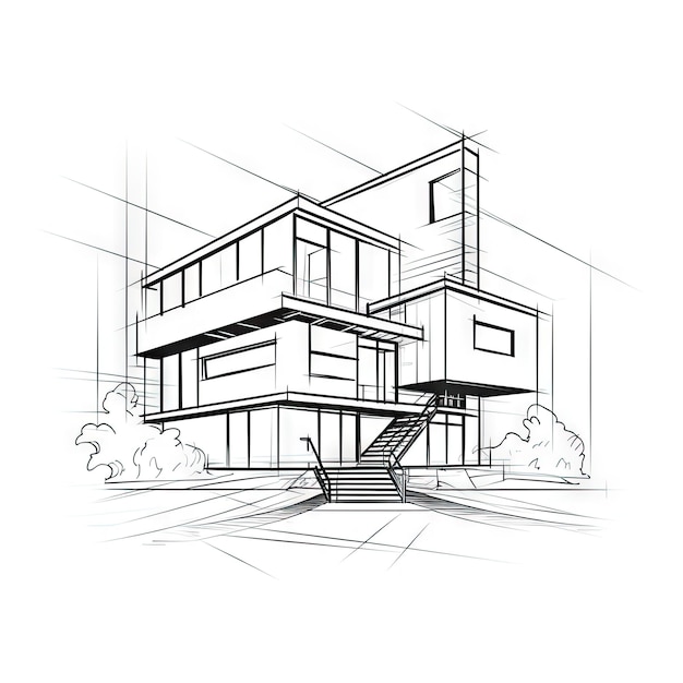 Moderne woningbouwconstructie met doorlopende lijnen