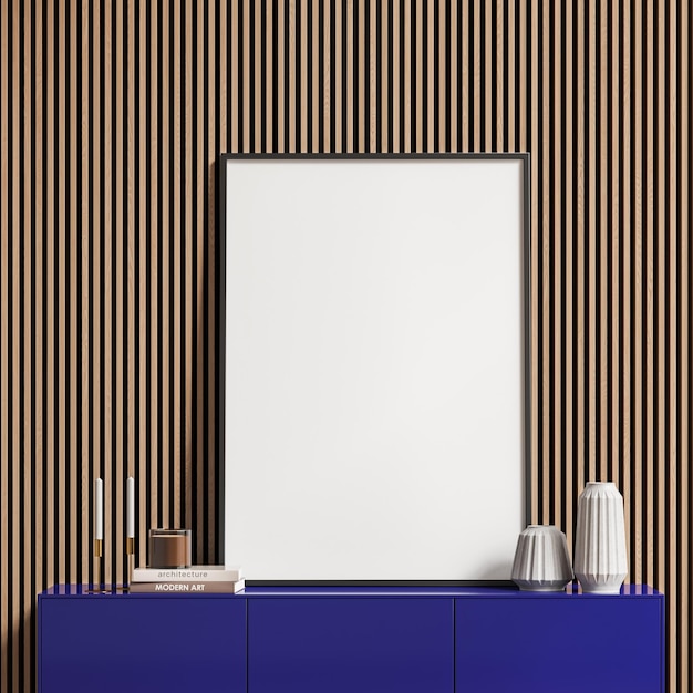 Moderne woonkamer interieur lade en decoratie mockup frame