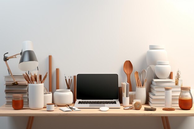 Moderne woonkamer interieur met oranje bank koffietafel en witte ballonnen 3D Rendering