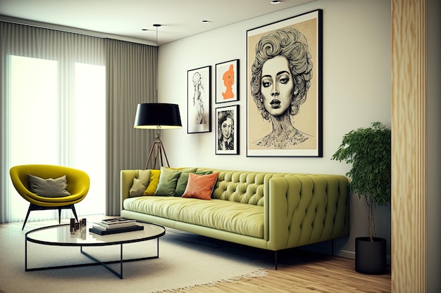 moderne woonkamer met bank en meubilair