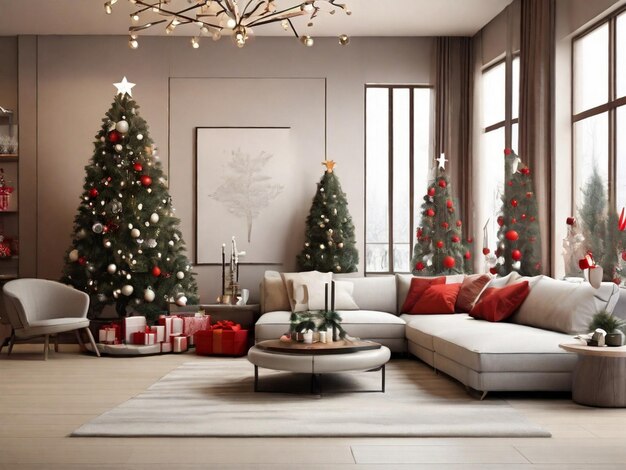 Moderne woonkamer met Kerstmis