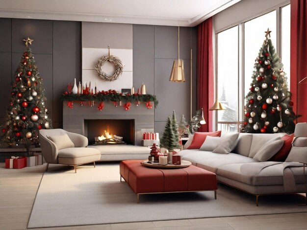 Foto moderne woonkamer met kerstmis