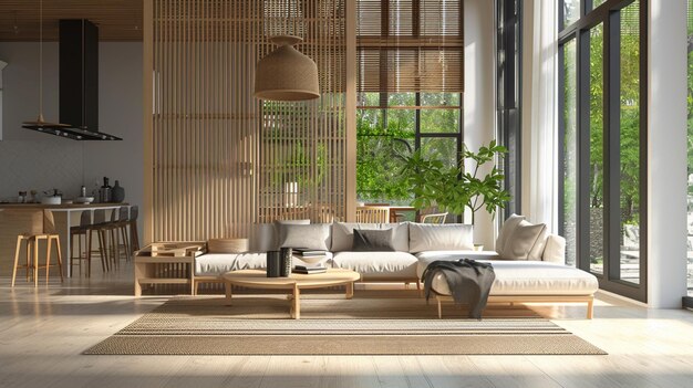 Moderne Zen-interieur Japanse huis Generatieve Ai
