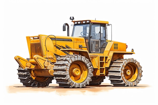 Moderne zware bulldozer geïsoleerd op een witte achtergrond met clipping pad