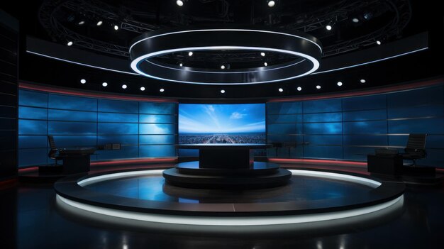 Moderne zwarte tv nieuws studio