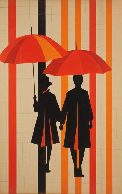 Photo modernistinspired umbrella portraiture a vibrant blend of colors and silhouettes