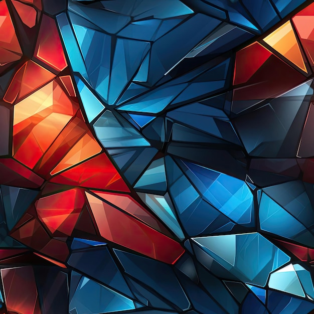 Modernistische glascompositie met rijke kleuren en gefragmenteerde figuren