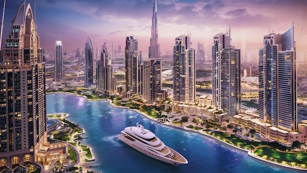 Modetn city of the luxury center of dubai united arab emirates