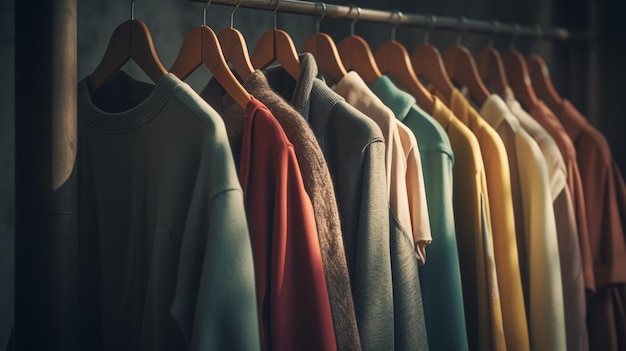 Modieuze kleding die aan een hanger hangt Generatieve Ai