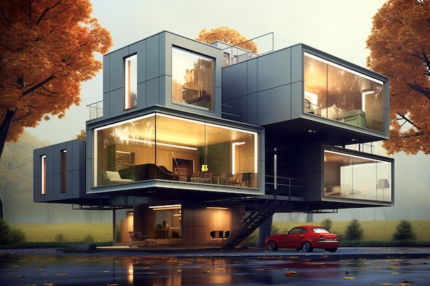 Modular comfortable house Multistorey modern building