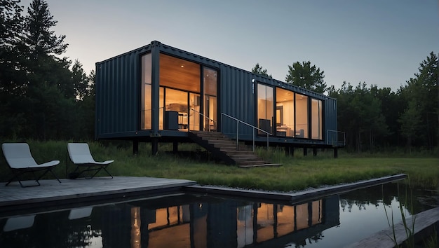 Модульный дизайн дома с контейнером простой и элегантный современный дизайн