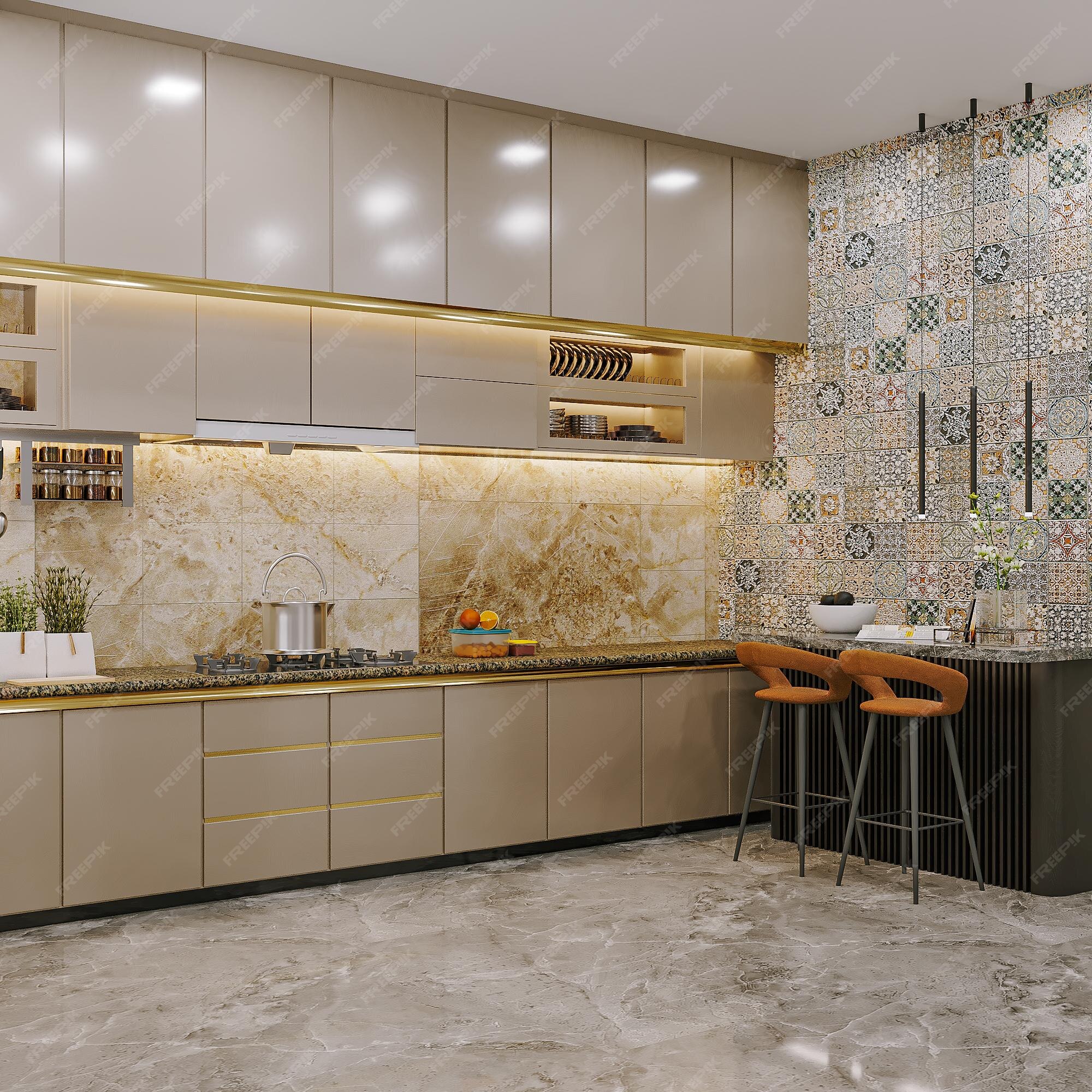 Premium Photo Modular kitchen interiors