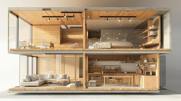 Photo a modular wall system for easy reconfiguration of living spaces