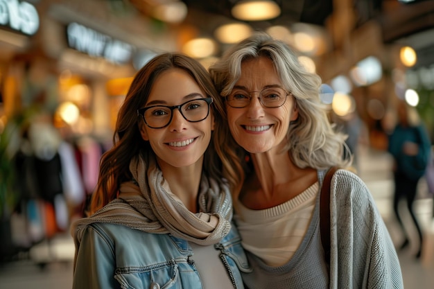 Moeder en dochter in het winkelcentrum Generatieve AI