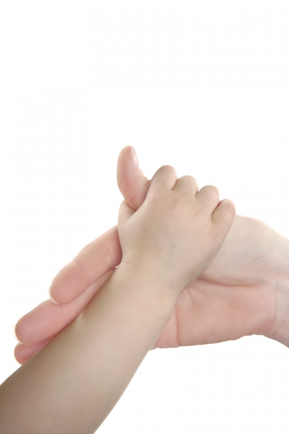 Moeder en zoon, dochter hand samen