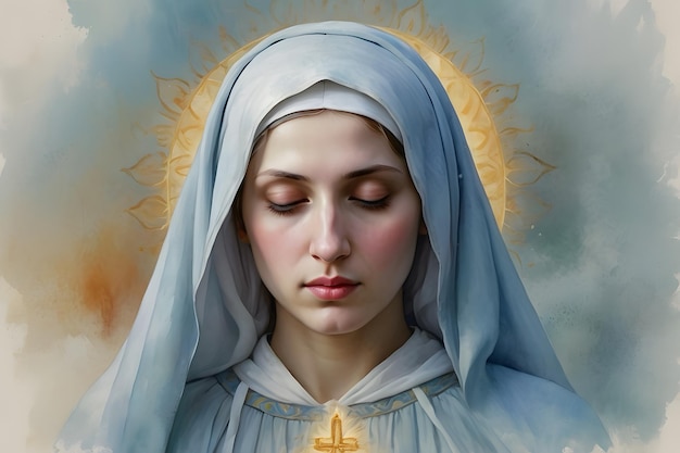 Foto moeder maria in de hemel met glorie
