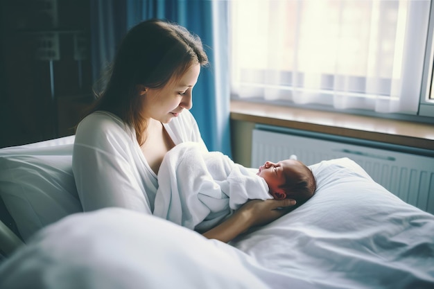 Moeder pasgeboren baby geboorte Nieuw lid Genereer Ai