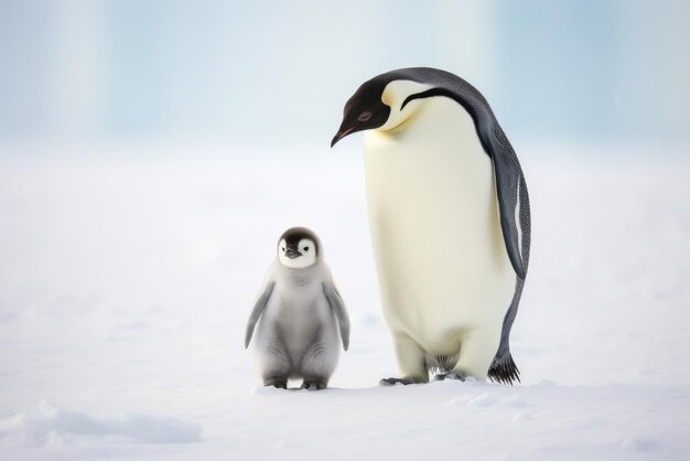 Moeder pinguïn met haar jongen Generatieve AI