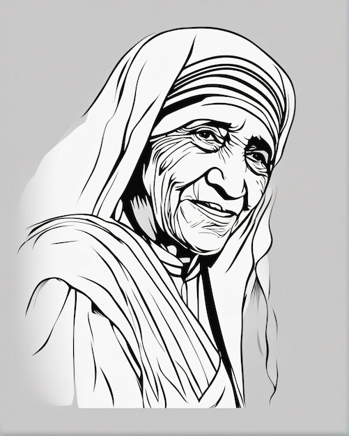 Moeder Teresa lijn kunst illustratie