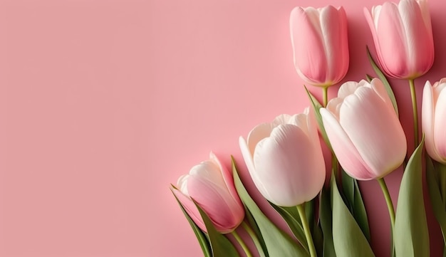 Moederdag Tulp bloemen achtergrond met kopie ruimte voor tekst Generatieve ai