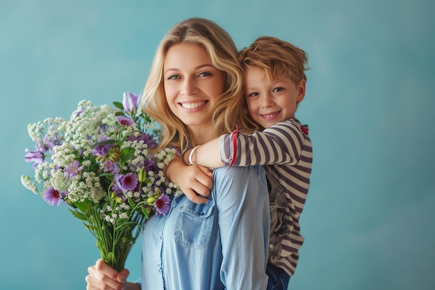 Moederdagconcept met kinderen en moeder