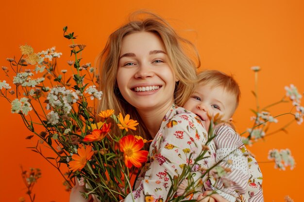 Foto moederdagconcept met kinderen en moeder