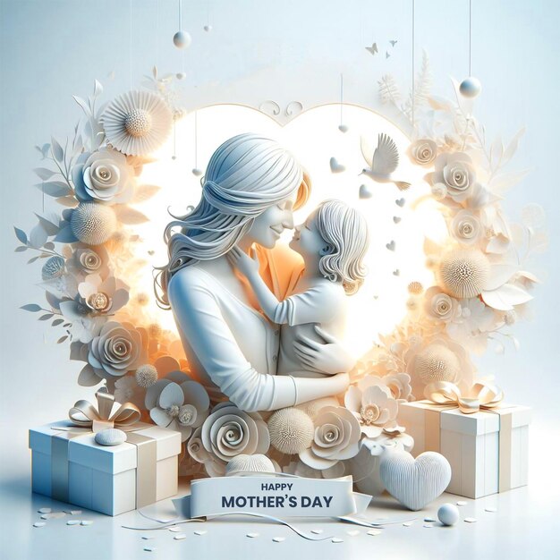 Moedersdag achtergrond met moeder en dochter met bloem Gelukkige moedersdagviering