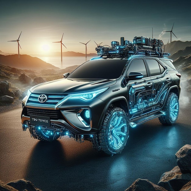 Moedig groene Toyota Fortuneer als een elektrisch voertuig herdefinieert de SUV spel met ecoluxury