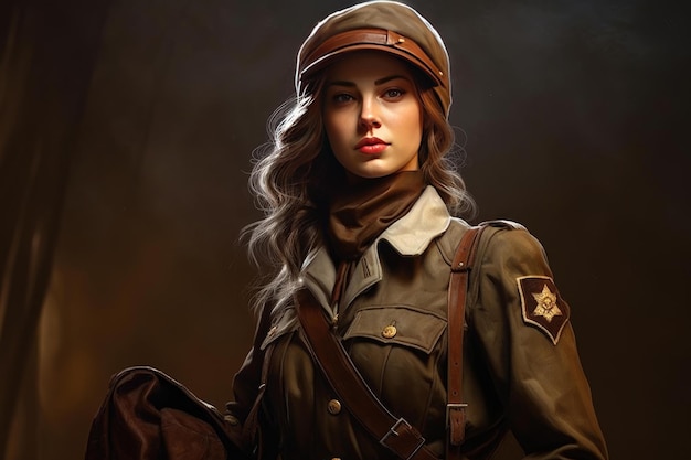 Moedige soldaat vrouw uniform eer Generate Ai