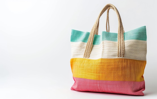 Moeilijke mode met de Beach Tote Bag op witte achtergrond.