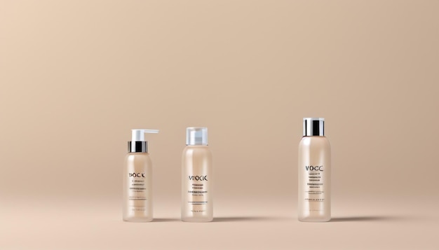 Moeiteloze elegantie, minimalistisch productmodel met serum, huidverzorgingsparfum en meer