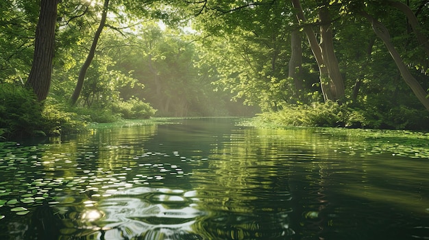 Moeras Moeras reflectie boom klei moeras kikker modder riet turf bos vuil groen water stank meer slib water lelie mos vochtigheid slib wervelpool gegenereerd door AI