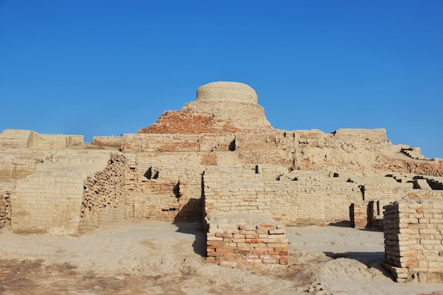 Mohenjo daro ruins close Indus river in Larkana district Sindh Pakistan