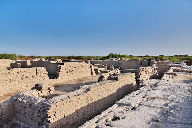Mohenjo daro ruins close Indus river in Larkana district Sindh Pakistan