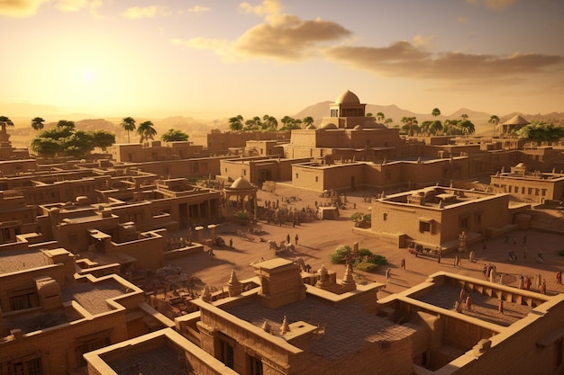 Photo mohenjodaro at dusk digital glimpse into ancient urban mastery