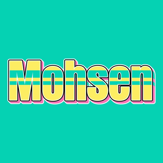 Photo mohsen typography vintage 90s 3d design yellow pink text background photo jpg