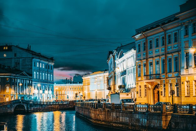 Moika's  Embankment, river in  Saint Petersburg.  Russia.