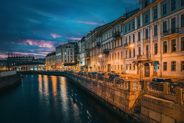 Moika's  Embankment, river in  Saint Petersburg.  Russia.