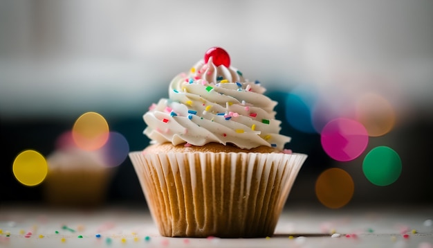 Moist vanilla cupcake blur background