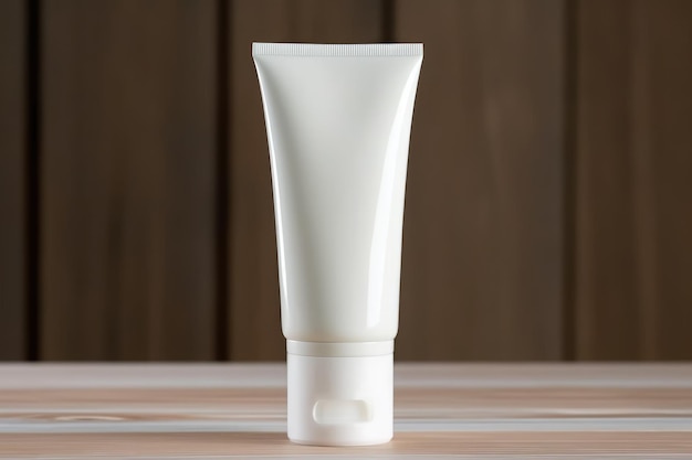 Moisturiser hand cosmetic cream white plastic tube mockup front view AI Generative