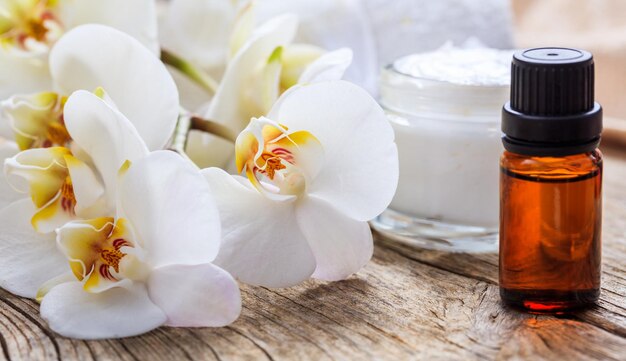 Moisturizing cream and orchid spa concept